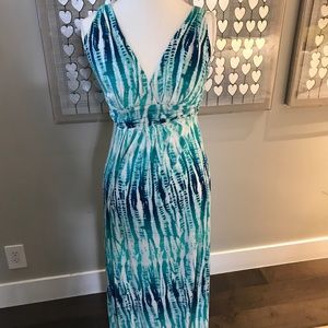 TART SEA COLORS TIE DYE FLOOR LENGTH MAXI DRESS